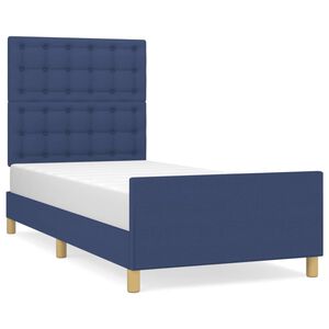vidaXL Bettgestell ohne Matratze Blau 90x200 cm Stoff