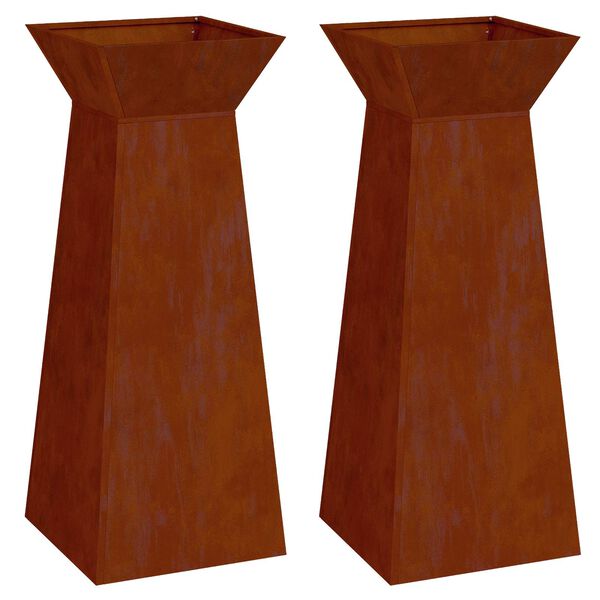 vidaXL S&auml;ulen Pflanzer 2 pcs Silber 40 x 40 x 100 cm Wetterfeststahl