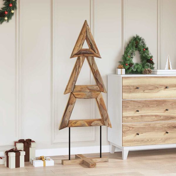 vidaXL Weihnachtsbaum mit Ständer Braun 150 cm Massivholz Teak