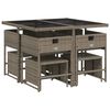 vidaXL 9-tlg. Garten-Essgruppe mit Kissen Grau Poly Rattan