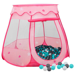 vidaXL Kinder-Spielzelt mit 250 B&auml;llen Rosa 102x102x82 cm