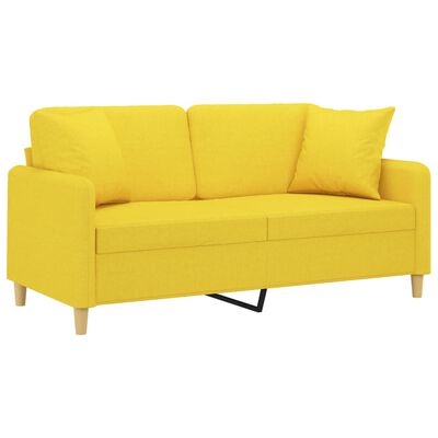 vidaXL 2-Sitzer-Sofa mit Zierkissen Hellgelb 140 cm Stoff