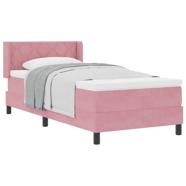 vidaXL Boxspringbett mit Matratze mit Kopfteil Rosa 200 x 100 cm Samt