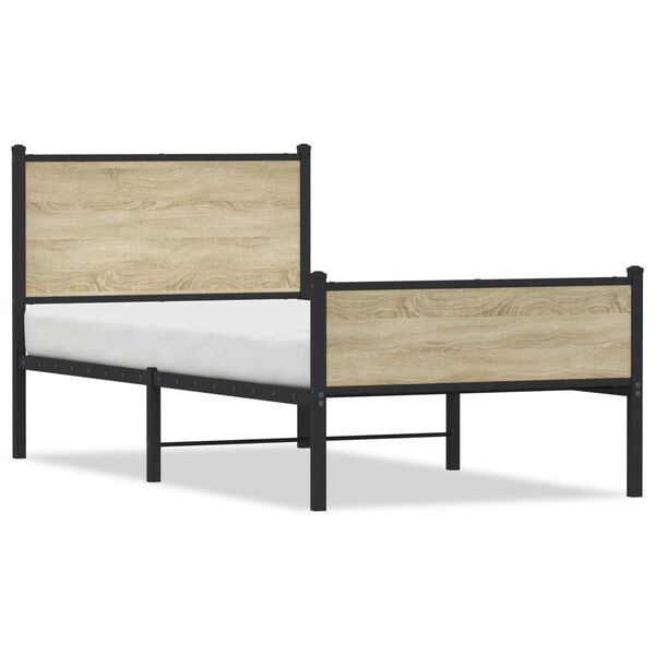 vidaXL Metallbett ohne Matratze Sonoma-Eiche 107x203 cm