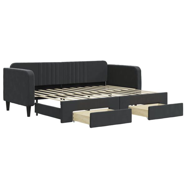 vidaXL Tagesbett Ausziehbar mit Schubladen Schwarz 80x200 cm Samt