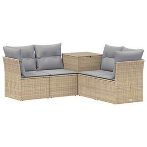 vidaXL Sofa Set 5 stk. Beige und Hellgrau Polyrattan und Stahl