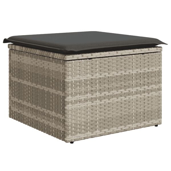 vidaXL 10-tlg. Garten-Sofagarnitur mit Kissen Hellgrau Poly Rattan