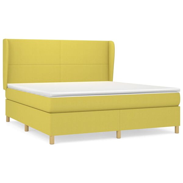 vidaXL Boxspringbett mit Matratze Gr&uuml;n 180x200 cm Stoff