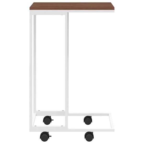 vidaXL Beistelltisch mit Rollen Wei&szlig; 40x30x63,5 cm Holzwerkstoff