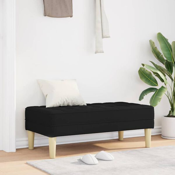 vidaXL Bank mit Kissen Schwarz 113 x 57 x 39 cm Stoff