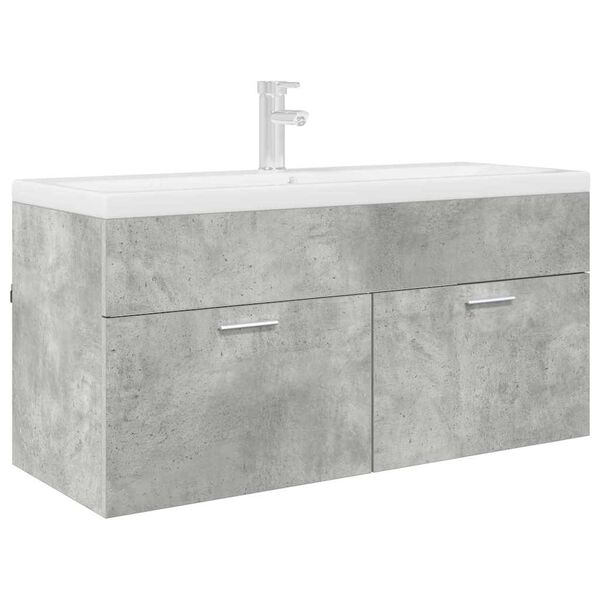 vidaXL Waschbeckenunterschrank mit Speicher Beton Grau Holzwerkstoff