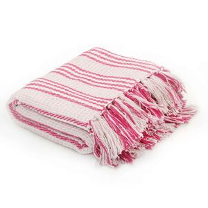 vidaXL &Uuml;berwurf Baumwolle Streifen 125x150 cm Rosa und Wei&szlig;