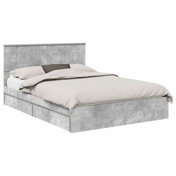 vidaXL Aufbewahrungsbett Beton Grau 150 x 200 cm Holzwerkstoff