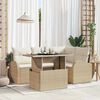 vidaXL Gartensofa-set mit Kissen mit Speicher 5 pcs Beige Poly Rattan