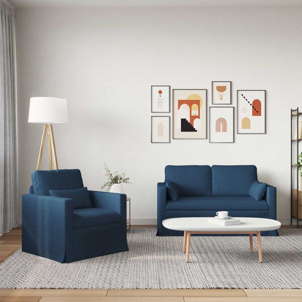 vidaXL Sofa 2 pcs Blau Gesamtabmessungen: 139 x 78 x 80 cm (B x T x H)