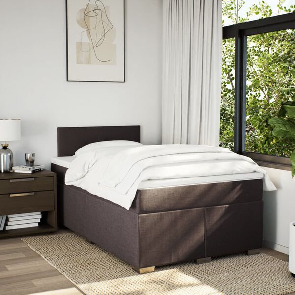 vidaXL Boxspringbett mit Matratze Dunkelbraun 120x190 cm Stoff