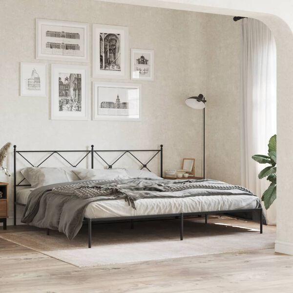vidaXL Bettgestell mit Kopfteil Metall Schwarz 193x203 cm