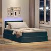 vidaXL Bett mit Stauraum und LED mit LED Dunkelgr&uuml;n 120 x 200 cm Samt