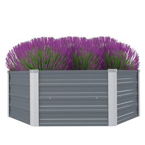 vidaXL Hochbeet 129 x 129 x 45 cm Verzinkter Stahl Grau