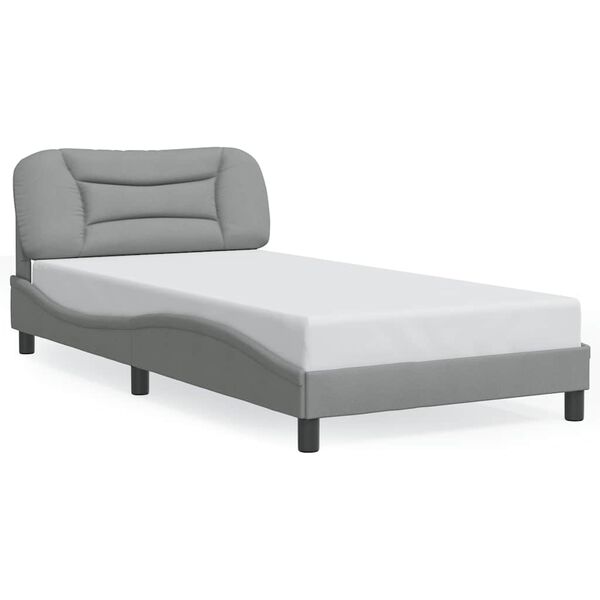 vidaXL Bettgestell ohne Matratze "Hvar" Hellgrau 100x200 cm Stoff