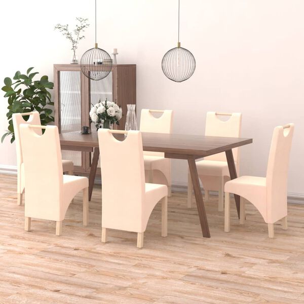 vidaXL Esszimmerst&uuml;hle 6 Stk. Creme Stoff