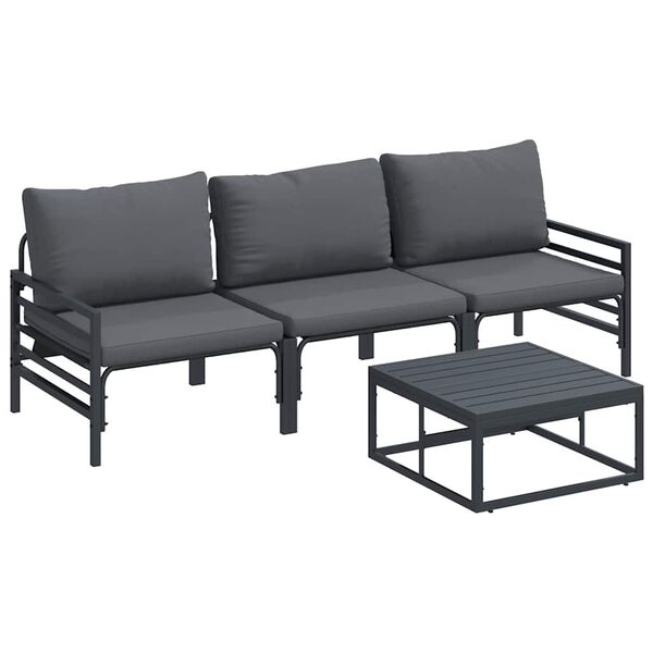 vidaXL Garten-Sofa-Set 4 pcs Anthrazit Stahl