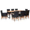 vidaXL 9-tlg. Garten-Essgruppe Poly Rattan und Akazienholz Schwarz