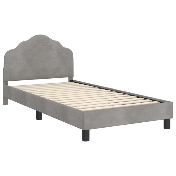 vidaXL Kinderbettgestell mit Kopfteil Hellgrau 80 x 200 cm Samt