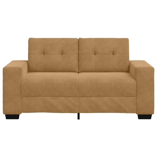 vidaXL | Zweisitzer-Sofa | mit Kissen Braun Samt