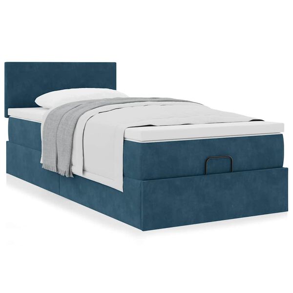vidaXL Ottoman-Bett mit Matratze Dunkelblau 90x190 cm Samt