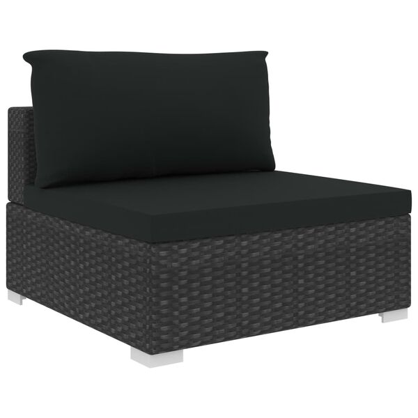vidaXL 10-tlg. Garten-Lounge-Set mit Auflagen Poly Rattan Schwarz