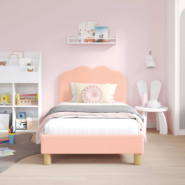 vidaXL Kinderbettgestell mit Kopfteil Rosa 80 x 160 cm Schafstoff