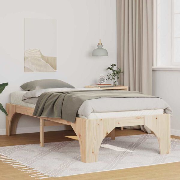 vidaXL Bettrahmen Braun 90 x 190 cm Massives Kiefernholz