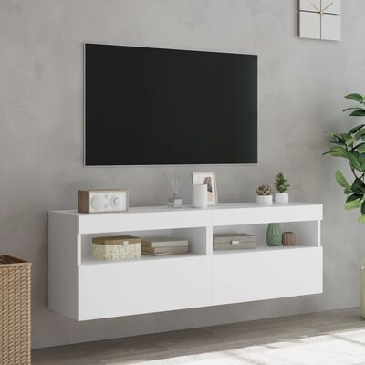 vidaXL TV-Wandschränke mit LED-Leuchten 2 Stk. Weiß 60x30x40 cm