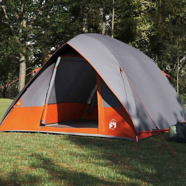 vidaXL Campingzelt mit Dach Grau und Orange 320 x 275 x 190 cm Taft