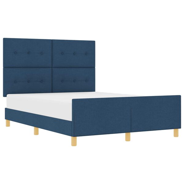 vidaXL Bettgestell mit Kopfteil Blau 140 x 190 cm Stoff
