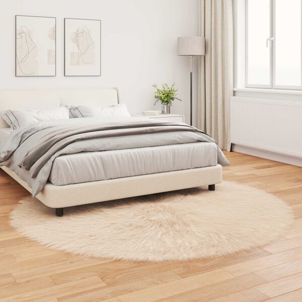 vidaXL Kunstschaffell Teppich Tafalla Beige &Oslash; 160 cm Polyester