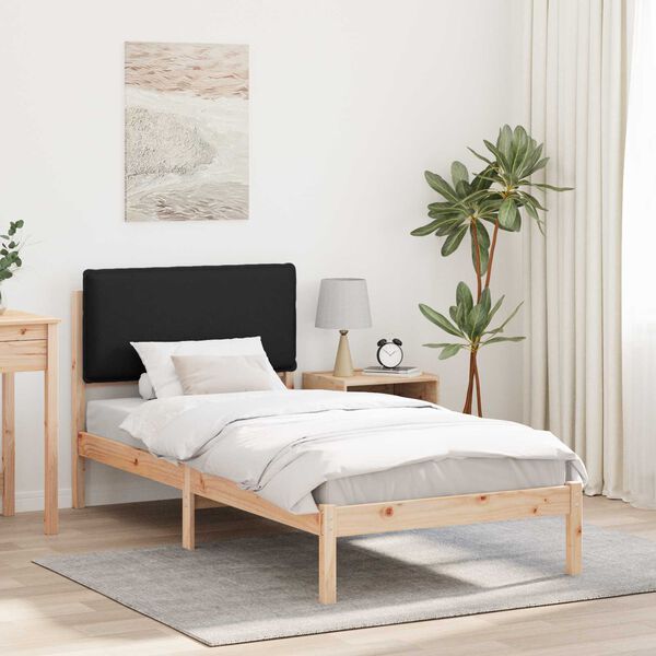 vidaXL Bettgestell mit gepolstertem Kopfteil Schwarz 90 x 200 cm