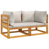 vidaXL Modular-Ecksofas 2 Stk. mit Hellgrauen Kissen Massivholz Akazie