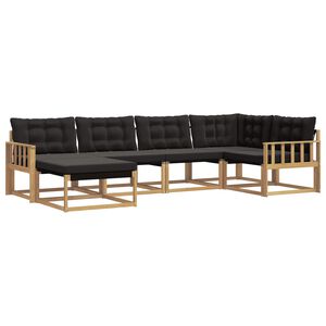 vidaXL Outdoor-Sofagarnitur 6 stk. Wei&szlig; und Schwarz Massivholz Akazie