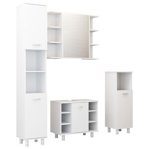 vidaXL 4-tlg. Badm&ouml;bel-Set Wei&szlig; Holzwerkstoff