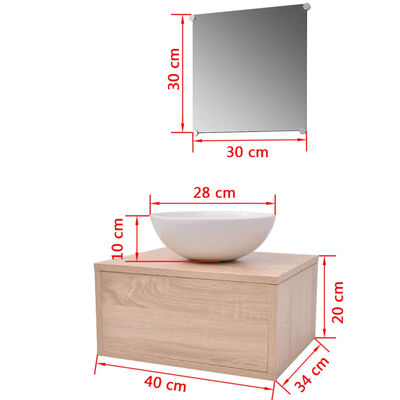vidaXL 3-tlg. Badmöbel und Waschbecken Set Beige