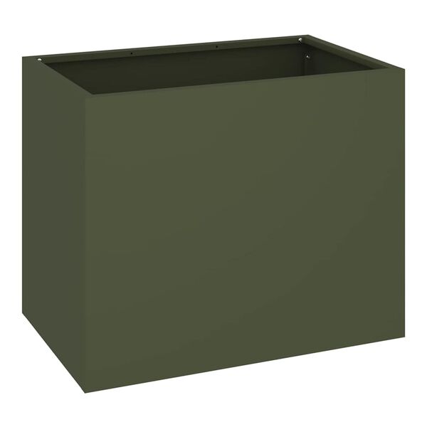 vidaXL Garten-Pflanzgef&auml;&szlig; Olivgr&uuml;n 50 x 32 x 40 cm Kaltgewalzter Stahl
