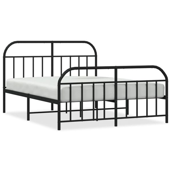vidaXL Bettgestell mit Kopf- und Fu&szlig;teil Metall Schwarz 140x190 cm