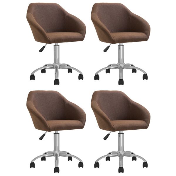 vidaXL Esszimmerst&uuml;hle 4 Stk. Drehbar Braun Stoff