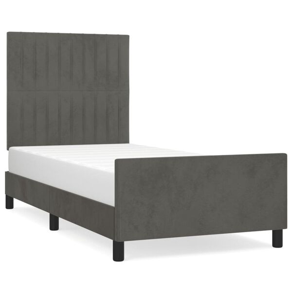 vidaXL Bettgestell ohne Matratze Dunkelgrau 90x200 cm Samt