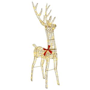 vidaXL 3D Rentier 140 LEDs Warmwei&szlig; 128 cm PET