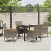 vidaXL Garten Essgruppe mit Kissen 5 pcs Grau Poly-Rattan