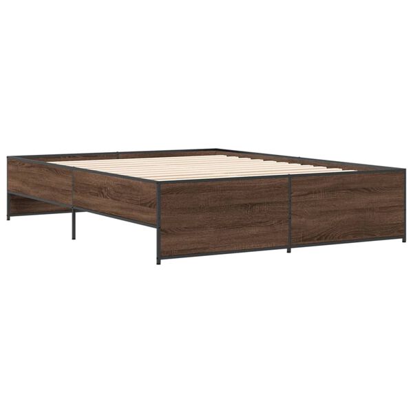 vidaXL Bettgestell Braun Eichen-Optik 140x200 cm Holzwerkstoff Metall