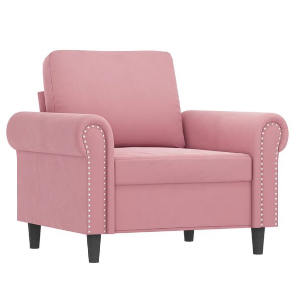 vidaXL 3-tlg. Sofagarnitur mit Kissen Rosa Samt